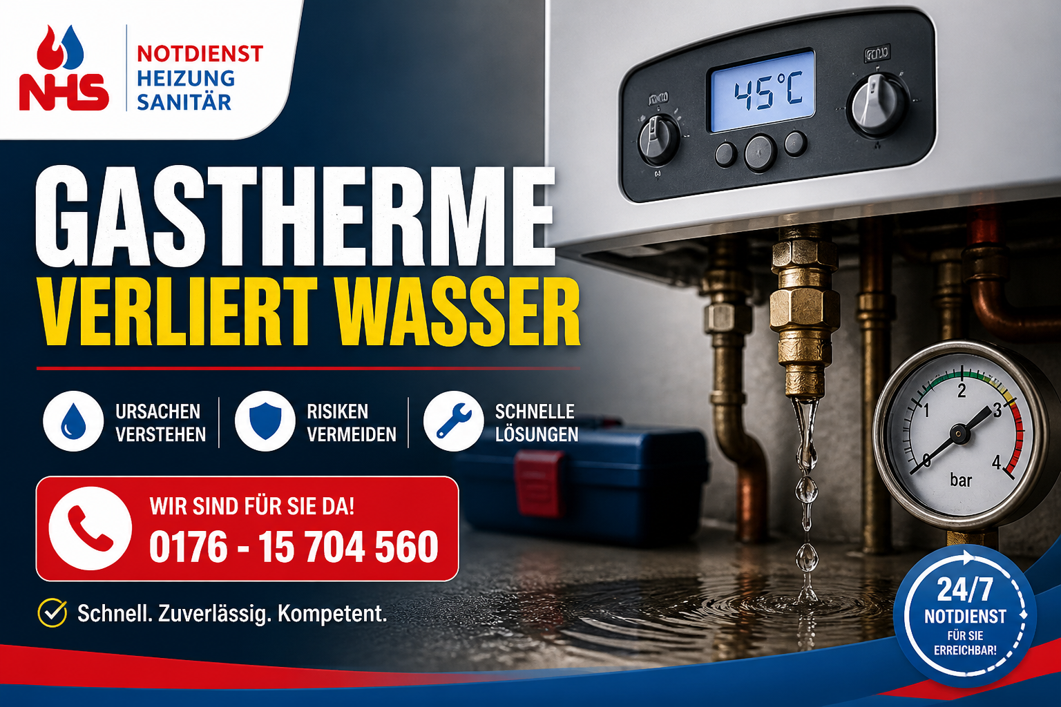 gastherme verliert wasser